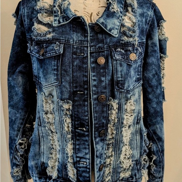 Dazl Size 2X Boy Bye Distressed Jean Jacket - Picture 1 of 4